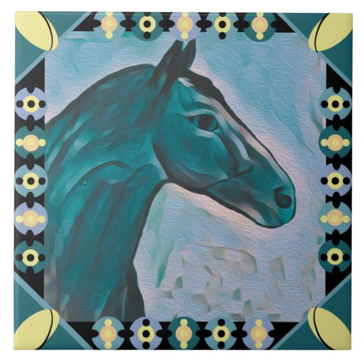 Carreau Chic Horse Head Turquoise Turquoise Blue Mix et Ja (Devant)