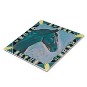 Carreau Chic Horse Head Turquoise Turquoise Blue Mix et Ja (Côté)