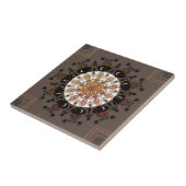 Carreau chic mandala moderne noir blanc simple marron (Côté)