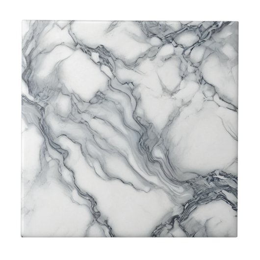 Carreau Chic Marbre Gris & Blanc Vue Glamour (Devant)