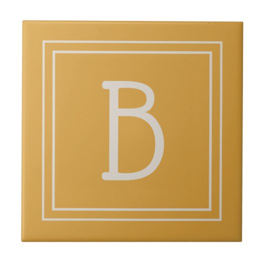 Carreau Chic Monogramme jaune or et blanc cassé initial (Devant)