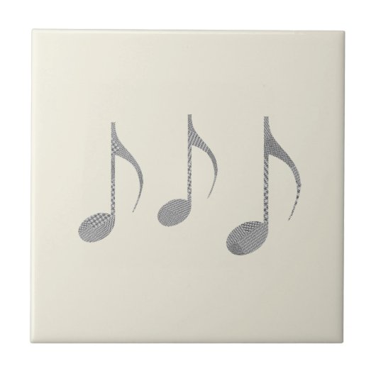 Carreau Chic Motif Notes de Musique Pied-de-Poule (Devant)