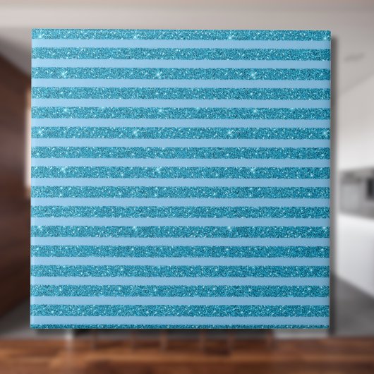 Carreau Chic Ocean Blue Glitter Style Horizontal Stripes