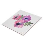 Carreau Chic Rustique Fleurs Aquarelle Rose Blanc (Côté)
