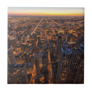 Carreau Chicago du centre au coucher du soleil