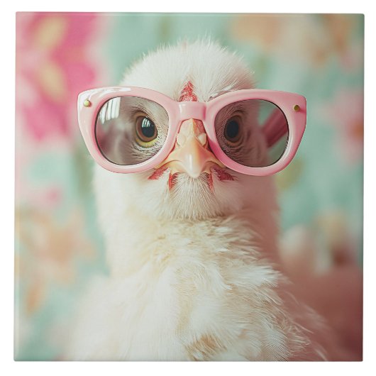 Carreau Chick cool avec lunettes roses ressort (Devant)
