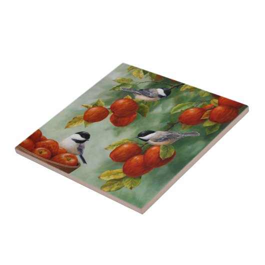 Carreau Chickadee Birds Apple Harvest (Côté)