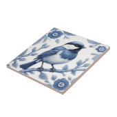 Carreau Chickadee Great Tit Bird Delft Bleu et blanc (Côté)
