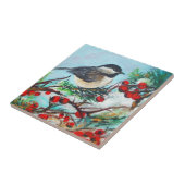 Carreau Chickadee-Sweet Winter Black Capped Oiseau de Chic (Côté)