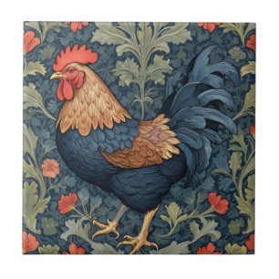 Carreau Chicken William Morris style Gauche face au coq