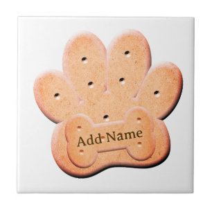 Carreau Chien Biscuit Pawprint et Bone Art