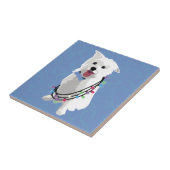 Carreau Chien blanc - Paix Joie Amour - Vacances (Côté)