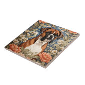 Carreau Chien Boxer Élégant Inspiré de William Morris (Côté)