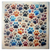 Carreau Chien canin coloré empreinte de patte avec passion (Devant)