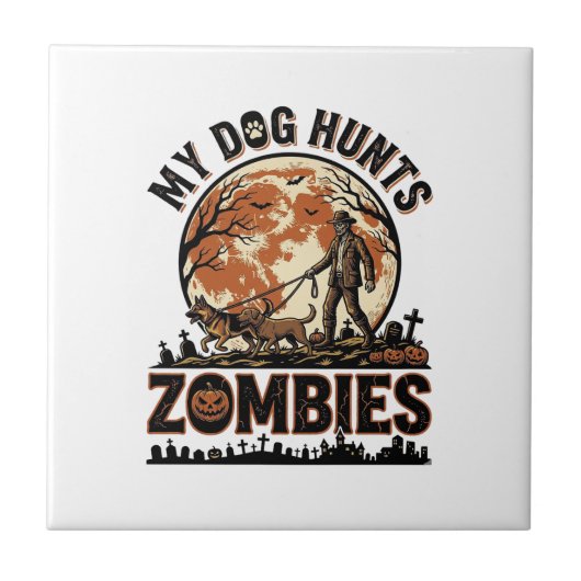 Carreau Chien chasse les zombies Conception de vecteur Hal (Devant)