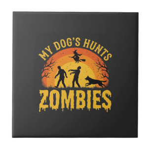 Carreau Chien Chasse Les Zombies Design Halloween