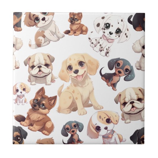 Carreau Chien chiot mignon (Devant)