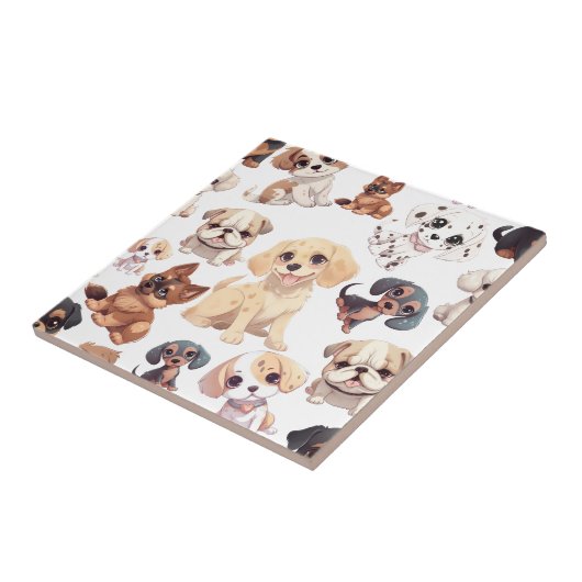 Carreau Chien chiot mignon (Côté)