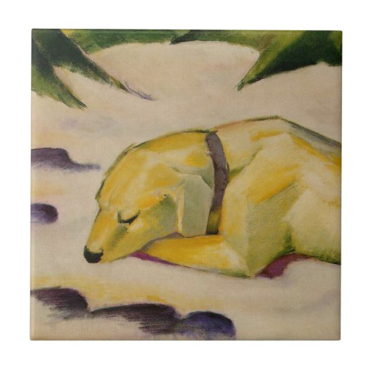 Carreau Chien couché dans la neige (par Franz Marc) (Devant)