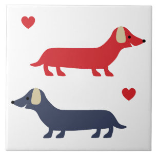 Carreau Chien Dachshund Doxines colorées et pattes 1