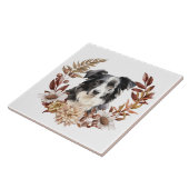 Carreau Chien d'automne blanc noir australien (Côté)