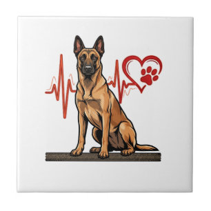 Carreau Chien de berger belge Battement de coeur Patte Coe