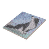 Carreau Chien de border collie, rêvant du temps de fleur (Côté)