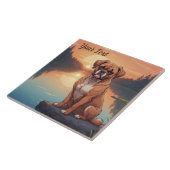 Carreau Chien de boxe par lac (Côté)