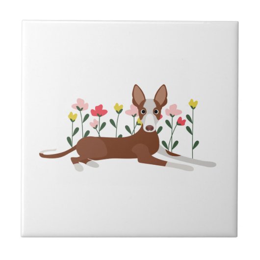 Carreau Chien de dessin en rose et jaune (Devant)