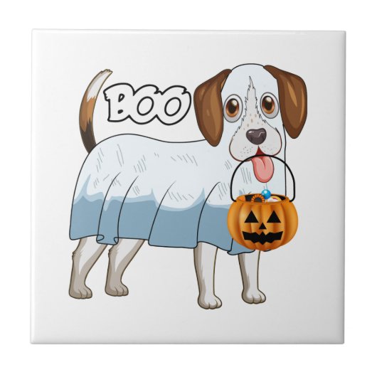 Carreau Chien de Halloween Beagle Fantôme (Devant)