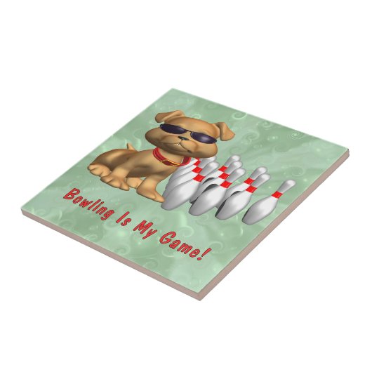 Carreau Chien de jeu de bowling (Côté)
