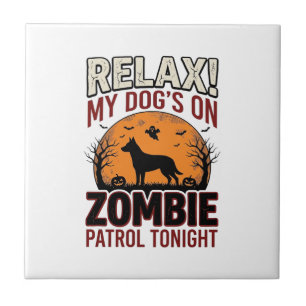 Carreau Chien de patrouille zombie Halloween Gravure vinta
