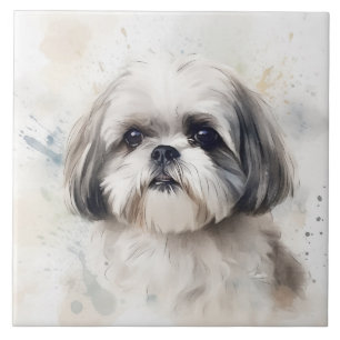 Carreau Chien de Prince Shih Tzu, Aquarelle