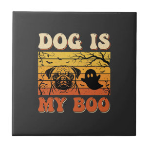 Carreau Chien d'Halloween est mon design de fantôme de Pug