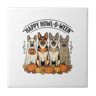 Carreau Chien d'Halloween Joyeux Howl-O-Ween Vintage Berge