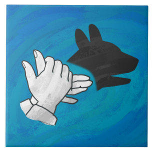 Carreau Chien d'ombre sur bleu