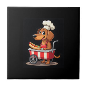 Carreau Chien drôle de teckel hot dog sandwich saucisse