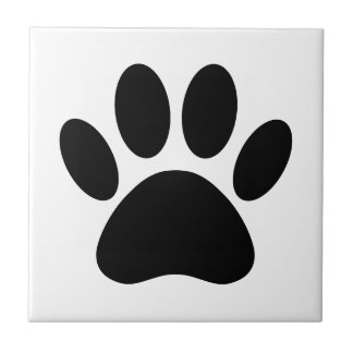 Carreau Chien Empreinte de patte Art noir et blanc