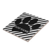 Carreau Chien Empreinte de patte Black White Stripes Nom p (Côté)