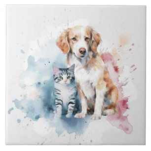 Carreau Chien et chat meilleurs amis