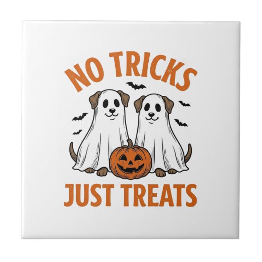 Carreau Chien Fantôme Drôle Halloween Pas de Farces Juste  (Devant)