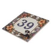 Carreau Chien & Fleurs Numéro de maison personnalisé Plaqu (Côté)