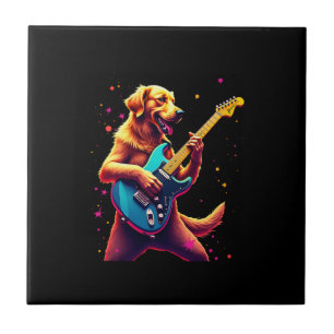 Carreau Chien Golden Retriever Jouant de la Guitare Électr