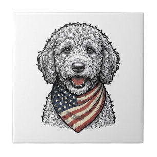 Carreau Chien gribouillé patriotique Gravure vintage vecte