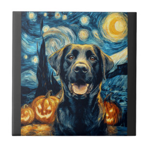 Carreau Chien Labrador Noir Mignon Halloween Jack O Lanter