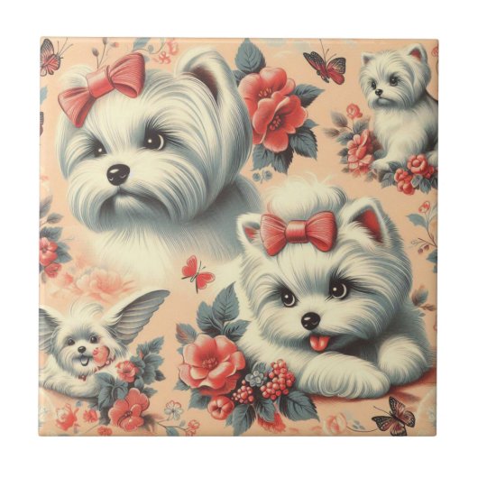 Carreau Chien maltais vintage (Devant)