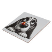 Carreau Chien mignon avec coccinelle (Côté)