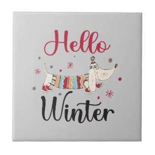 Carreau Chien mignon Bonjour hiver