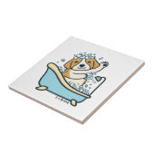 Carreau Chien mignon dans une douche Illustration (Côté)