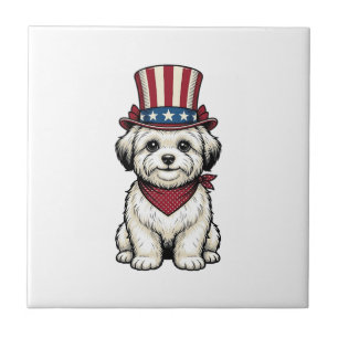 Carreau Chien Patriotique Gravure Vintage Design Vectoriel